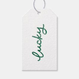 Etiquetas de regalo con letras de clover por suert