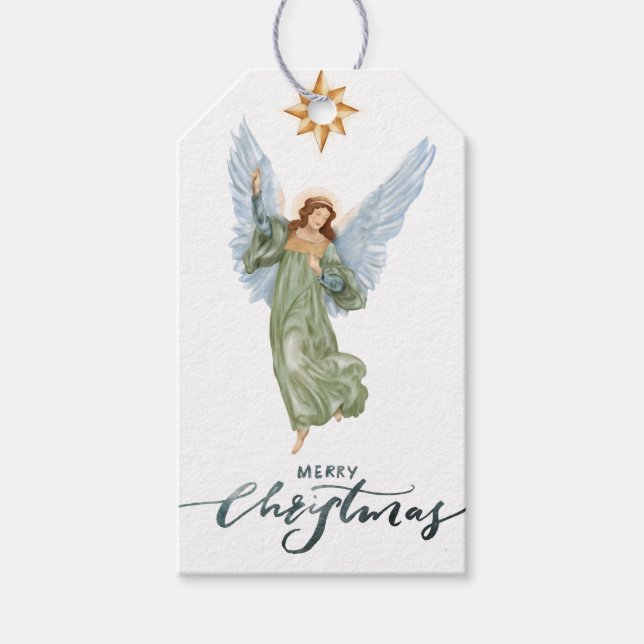 Etiquetas de regalo de Angel Nativity (Anverso)