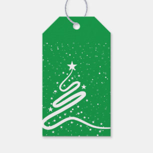 Etiquetas de regalo de árbol de Navidad y nevada