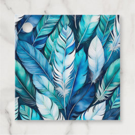 Etiquetas de regalo de arte de plumas de color de 