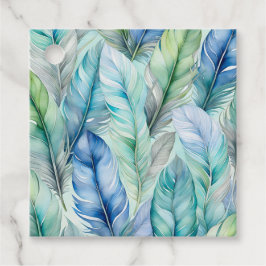 Etiquetas de regalo de arte de plumas de color de 