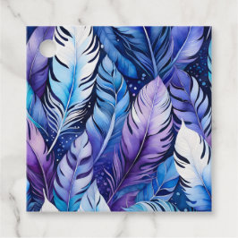 Etiquetas de regalo de arte de plumas de color de 