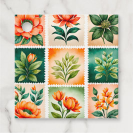 Etiquetas de regalo de arte de sello antiguo color