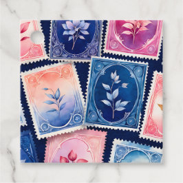 Etiquetas de regalo de arte de sello antiguo color