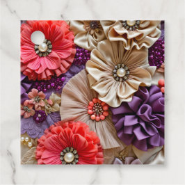 Etiquetas de regalo de arte de tela floral colorid