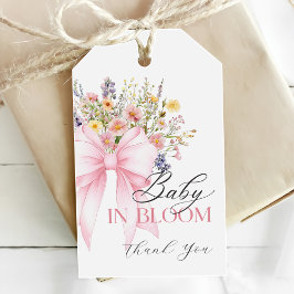 Etiquetas de regalo de Baby Shower Bow rosado en B