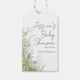 Etiquetas de regalo de Baby Shower de flor silvest