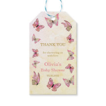 Etiquetas de regalo de Baby Shower de mariposa