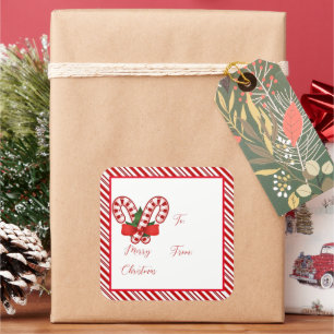Etiquetas de regalo de bastón de caramelo
