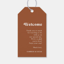 Etiquetas de regalo de bienvenida de Boda Retro Te