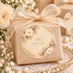 Etiquetas de regalo de boda de encaje de marfil vi