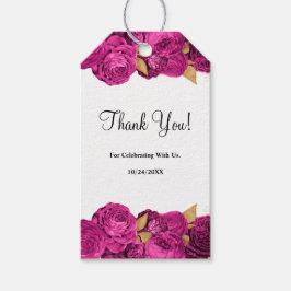 Etiquetas De Regalo De Boda De Floral Rosa Y Oro