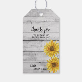 Etiquetas de regalo de Boda de girasoles de madera