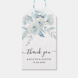 etiquetas de regalo de boda floral azul claro