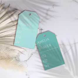 Etiquetas de regalo de Boda verde minimalista