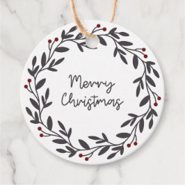 Etiquetas de regalo de Círculo de flor navideño