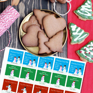 Etiquetas de regalo de comida de Navidad de muñeco