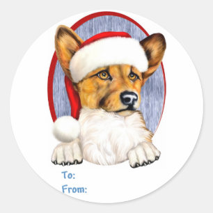 Etiquetas de regalo de Corgi Cristmas Santa