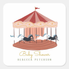 Etiquetas de regalo de cumpleaños de carrusel rosa