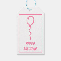 Etiquetas de regalo de cumpleaños de globo rosa li