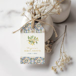 Etiquetas de regalo de ducha de novia con limón<br><div class="desc">Gracias a sus invitados con estas etiquetas de favoritismos diseñadas con gusto, que incluyen un mensaje de agradecimiento alegre en la parte trasera. En la parte delantera se exhiben los emblemáticos limones acuarelas de la colección y el motivo de las baldosas, lo que convierte a cada uno en un recuerdo...</div>