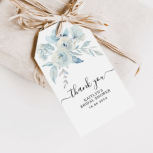 etiquetas de regalo de ducha de novia floral azul 