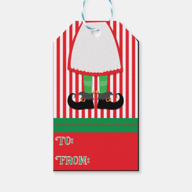 Etiquetas de regalo de Elf Holiday (Anverso)