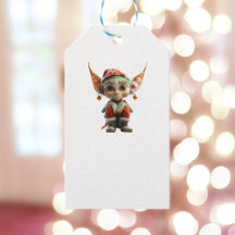 Etiquetas de regalo de elf White para Navidades de