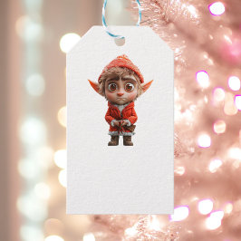 Etiquetas de regalo de elfo blanco preocupadas