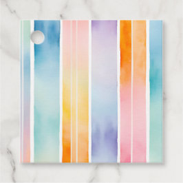 Etiquetas de regalo de franjas de color de agua co