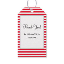 Etiquetas de regalo de franjas rojas/blancas