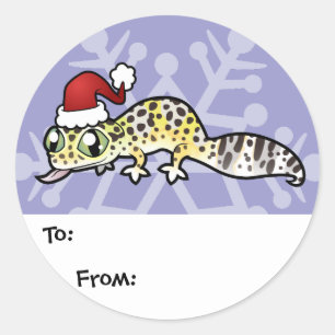 Etiquetas de regalo de Gecko Leopardo de Navidad