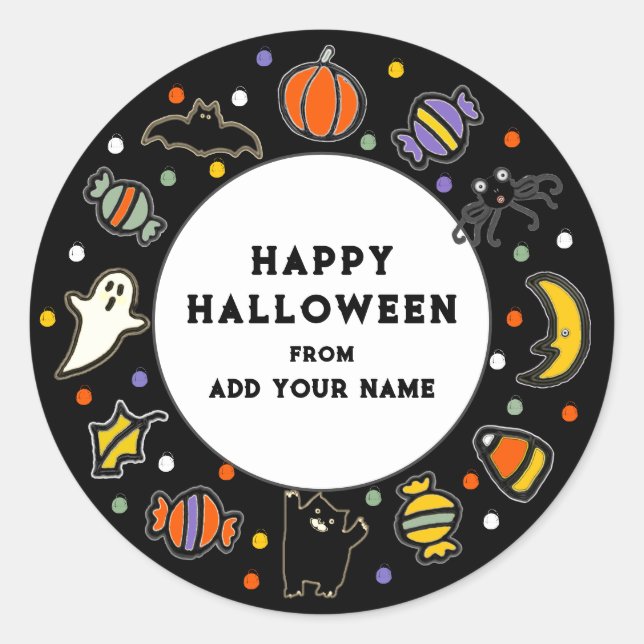 Etiquetas de regalo de Halloween felíz (Anverso)