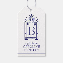 Etiquetas de regalo de la Pagoda Monogramada Prepp