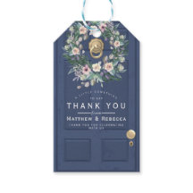 Etiquetas de regalo de la puerta del boda azul