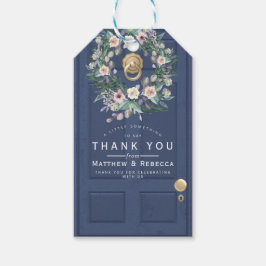 Etiquetas de regalo de la puerta del boda azul