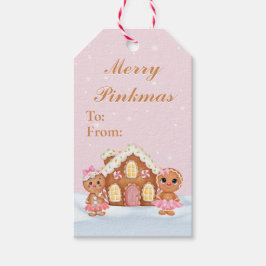 Etiquetas de regalo de Merry Pinkmas Gingerbread