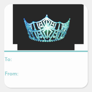 Etiquetas de regalo de Miss América Aqua Crown Pee