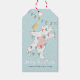 Etiquetas de regalo de Navidad adorable oso polar