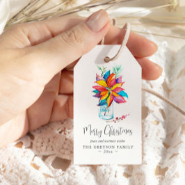 Etiquetas de regalo de Navidad Coloridas acuarelas