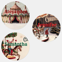 Etiquetas de regalo de Navidad de Circo Vintage