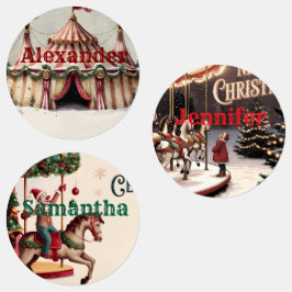 Etiquetas de regalo de Navidad de Circo Vintage