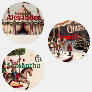Etiquetas de regalo de Navidad de Circo Vintage
