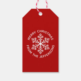 Etiquetas de regalo de Navidad de copo de nieve ro