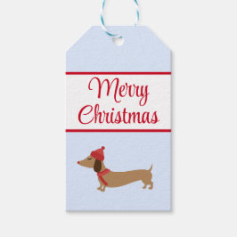 Etiquetas de regalo de Navidad de Dachshund con ca