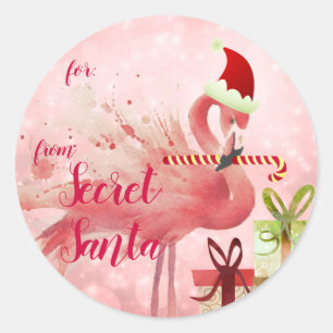 Etiquetas de regalo de Navidad de Flamenco Rosa