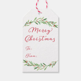 Etiquetas de regalo de Navidad de la Rama Verde y 