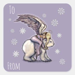 Etiquetas de regalo de Navidad de oso polar montad