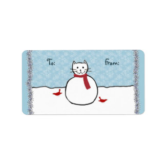 Etiquetas de regalo de Navidad de Snowman Kitty