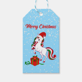 Etiquetas de regalo de Navidad de unicornio lindo